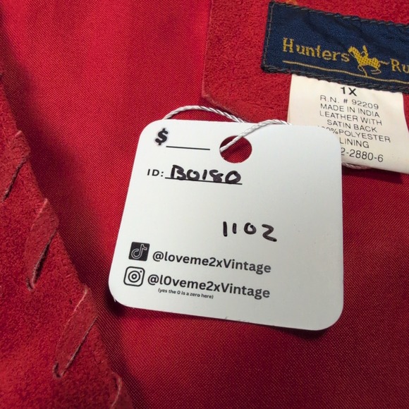 Hunters Run Leather Vest Western Suede Button Front Red Sleeveless 1X‎ - Picture 7 of 7